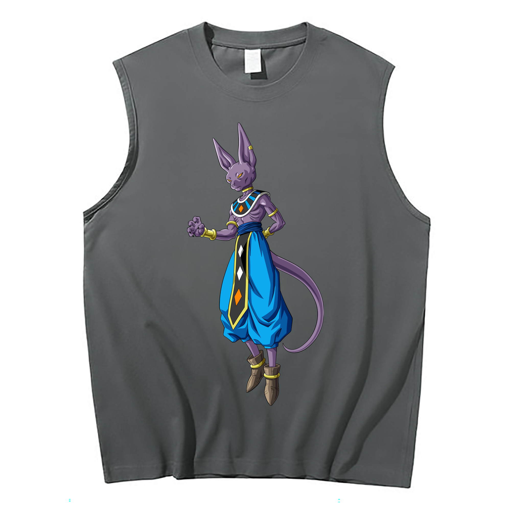 （画像用） ドラゴンボール ビルス 破壊神ビルス DRAGON BALL Beerus Birusu コットン100％タンクトップ（フロントプリント）